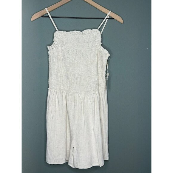 Chelsea & Violet Big Girls Large Linen Blend Shorts Romper Ruched Top Adjustable - Picture 1 of 12